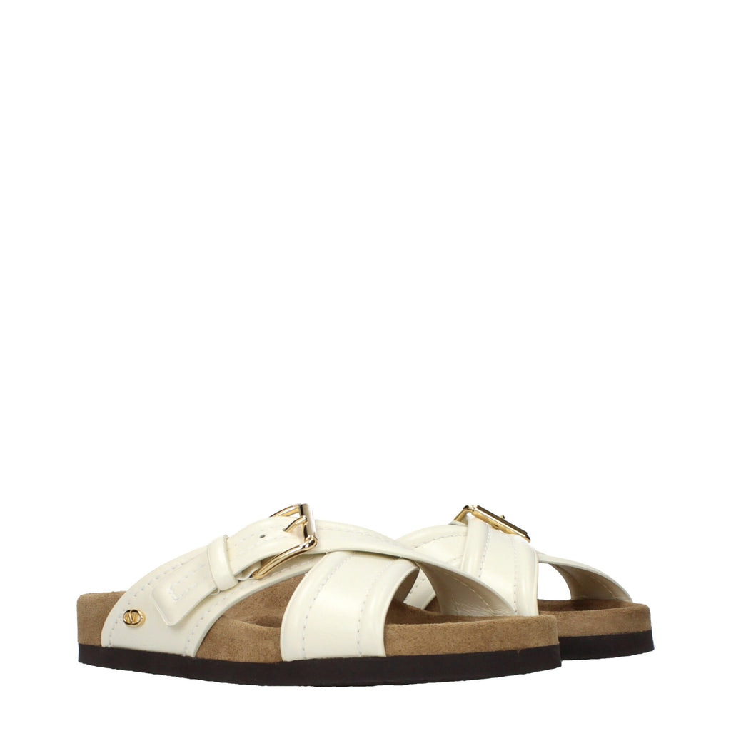 Valentino Garavani Beige Leather Slippers