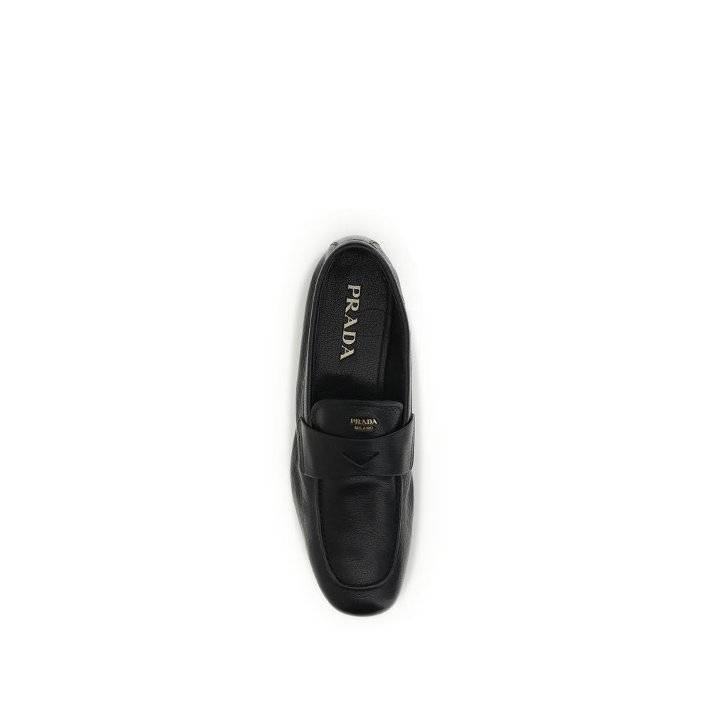 Prada Black Goatskin Slip-On Loafers