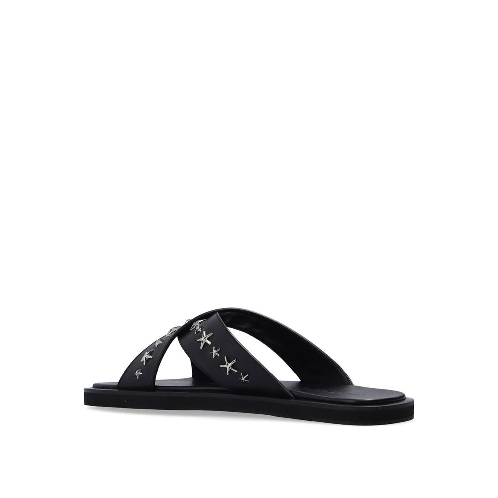 Jimmy Choo Black Calfskin Strap-On Sandals