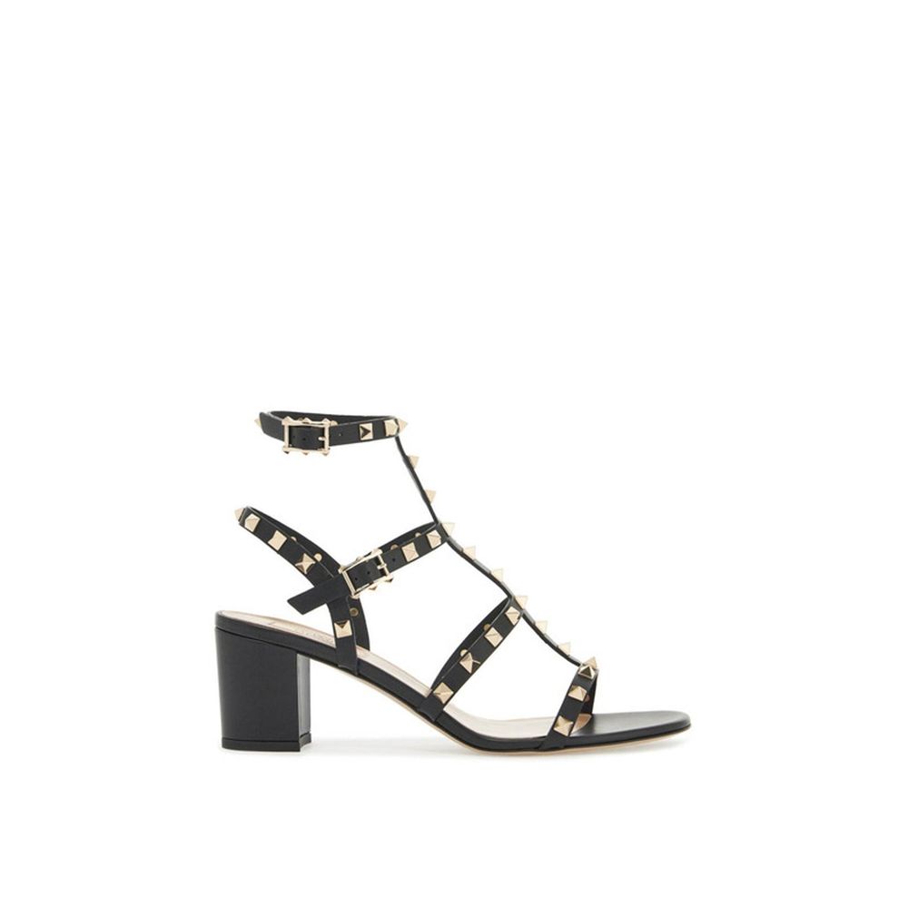 Valentino Garavani Black Calfskin Flat Sandals