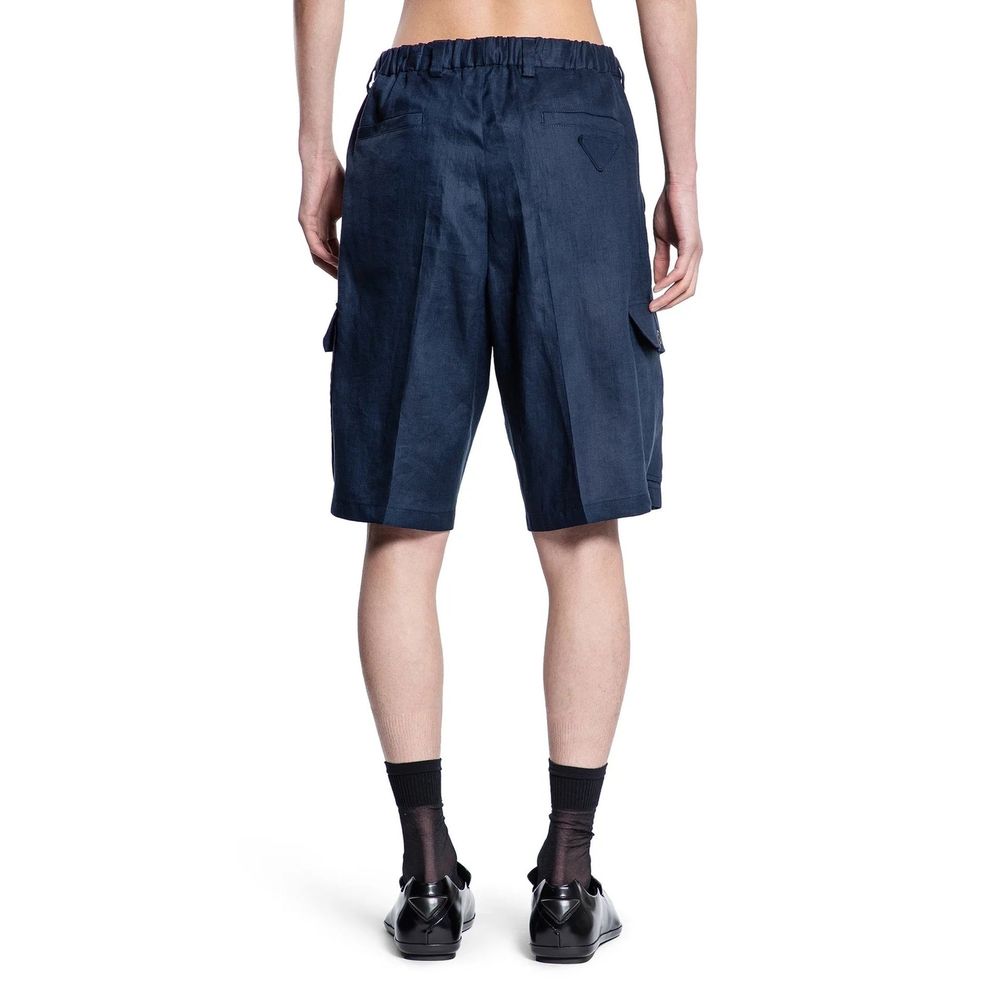 Prada Blue Linen Bermuda Shorts