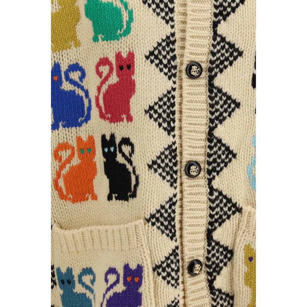 Valentino Multicolor Fleece Wool Cardigan
