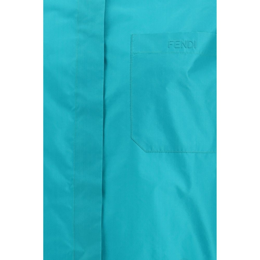 Fendi Blue Silk Dress Shirt