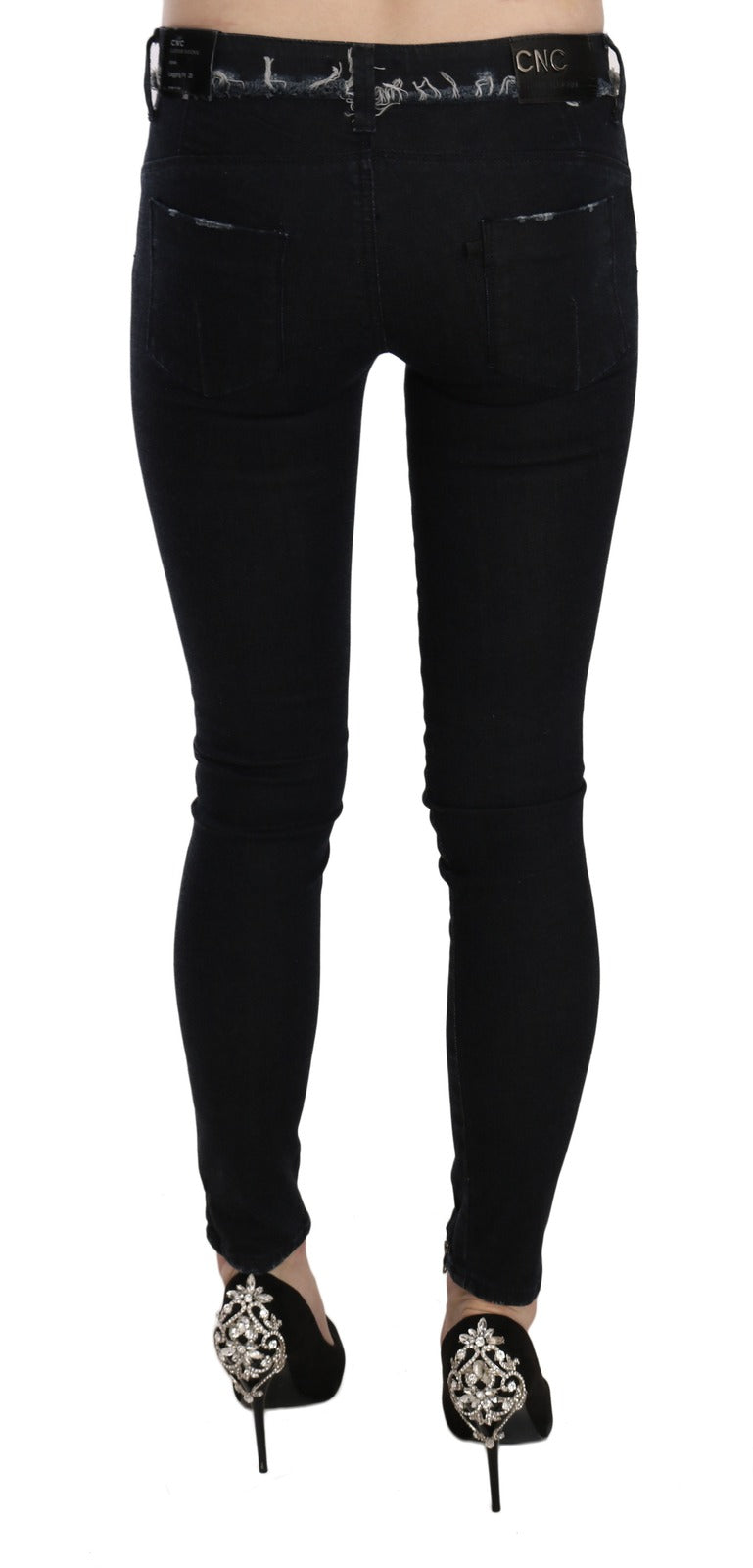 Costume National Black Low Waist Zipper Leg Skinny Denim Jeans