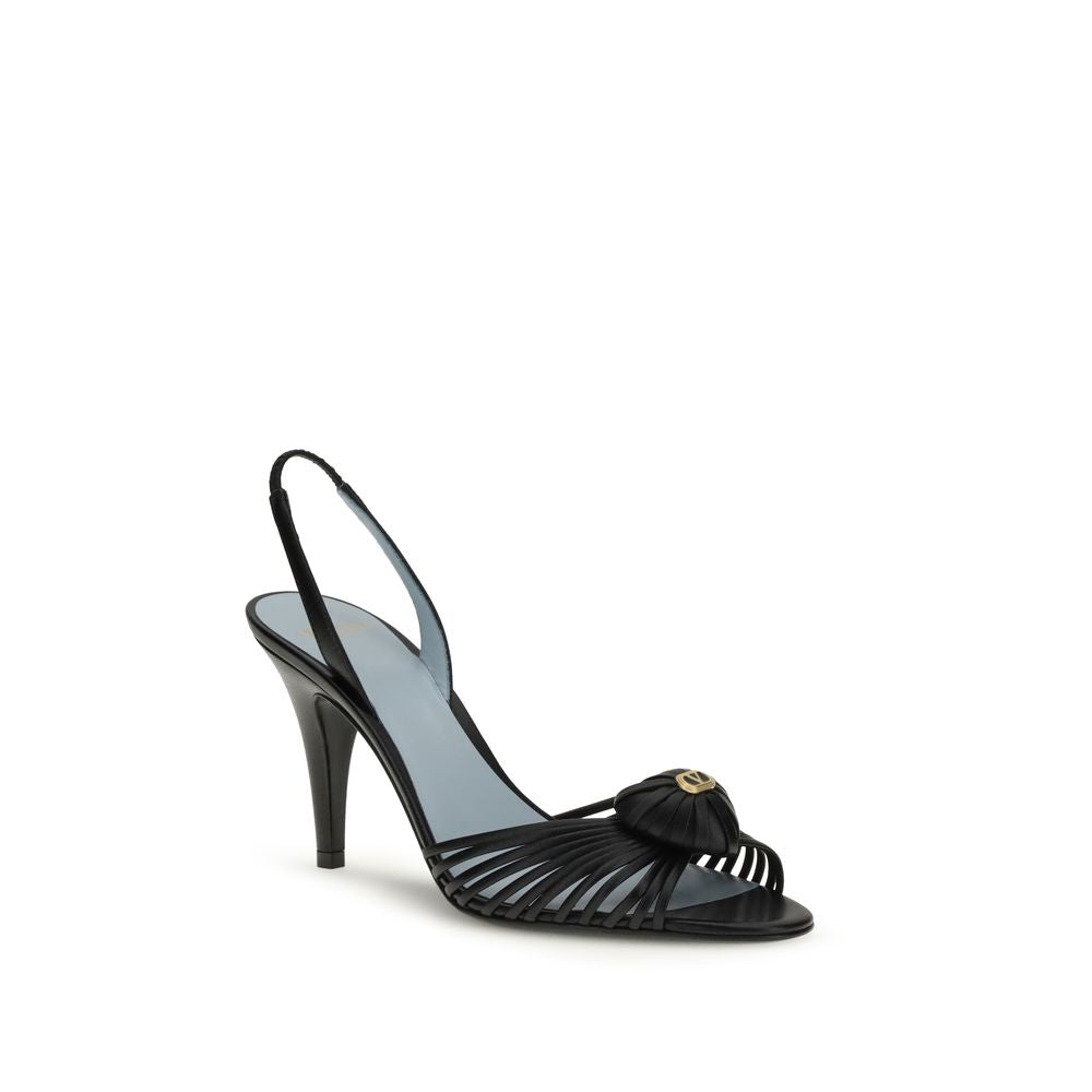 Valentino Garavani Black Goatskin Stiletto Heel Sandals