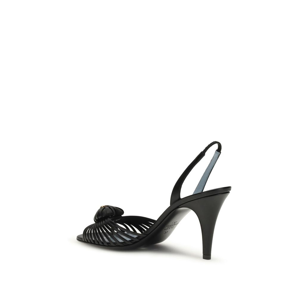 Valentino Garavani Black Goatskin Stiletto Heel Sandals