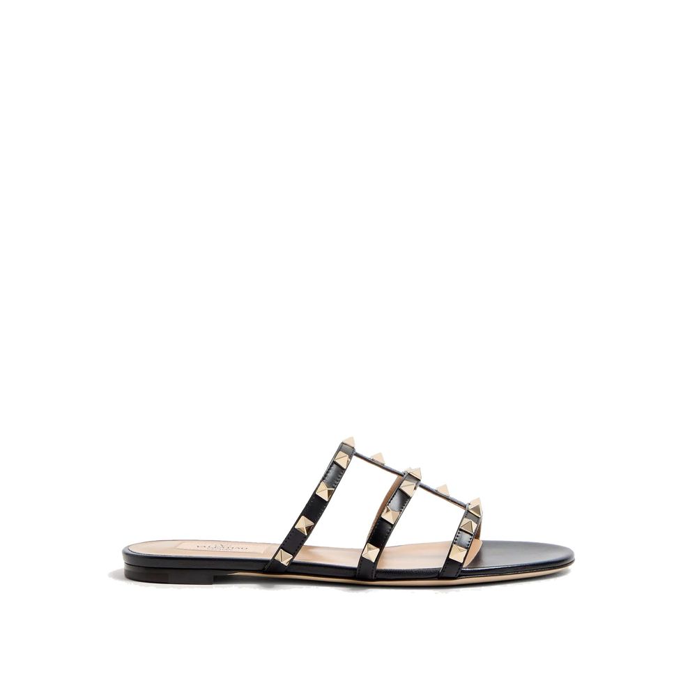 Valentino Garavani Black Calfskin Strap-On Sandals