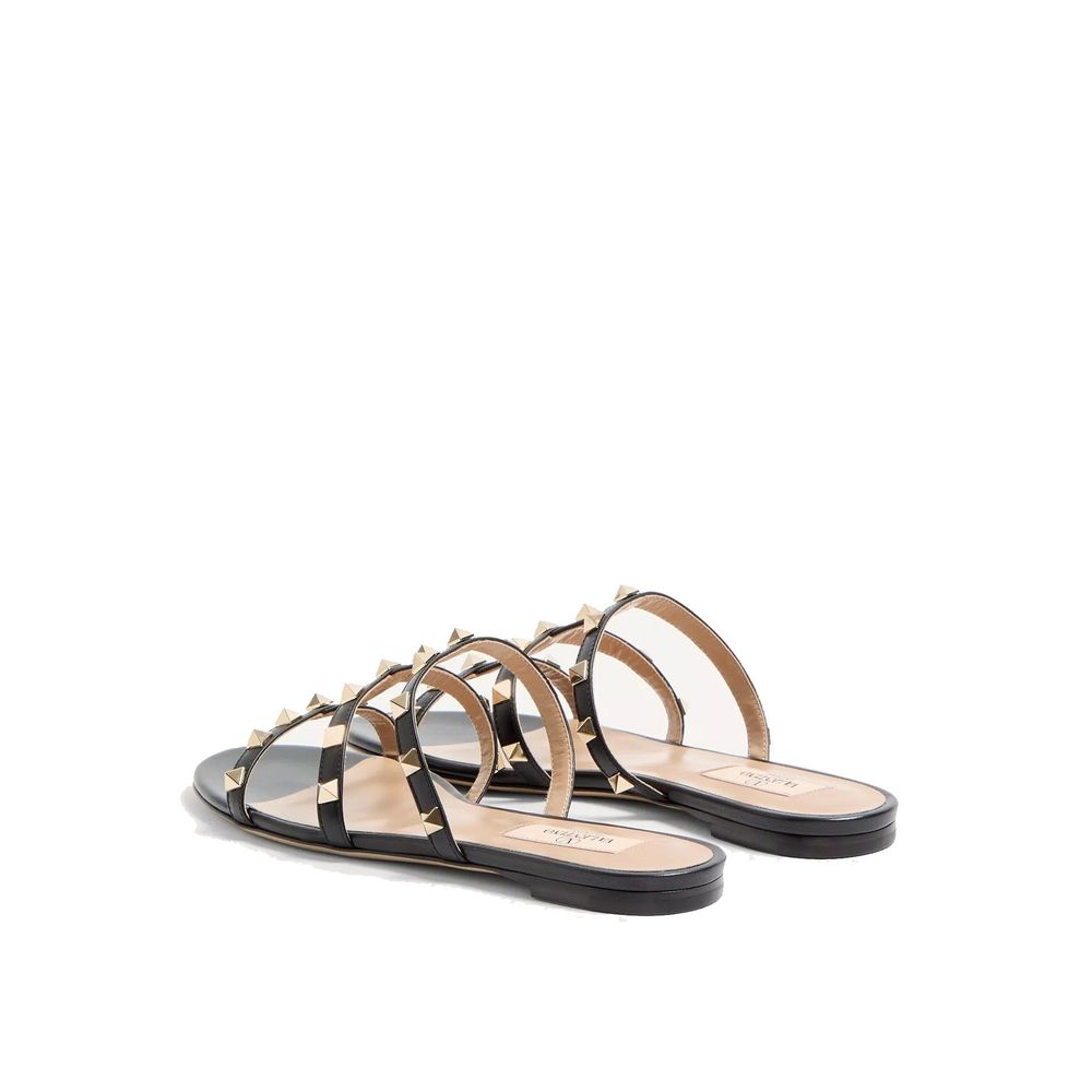 Valentino Garavani Black Calfskin Strap-On Sandals