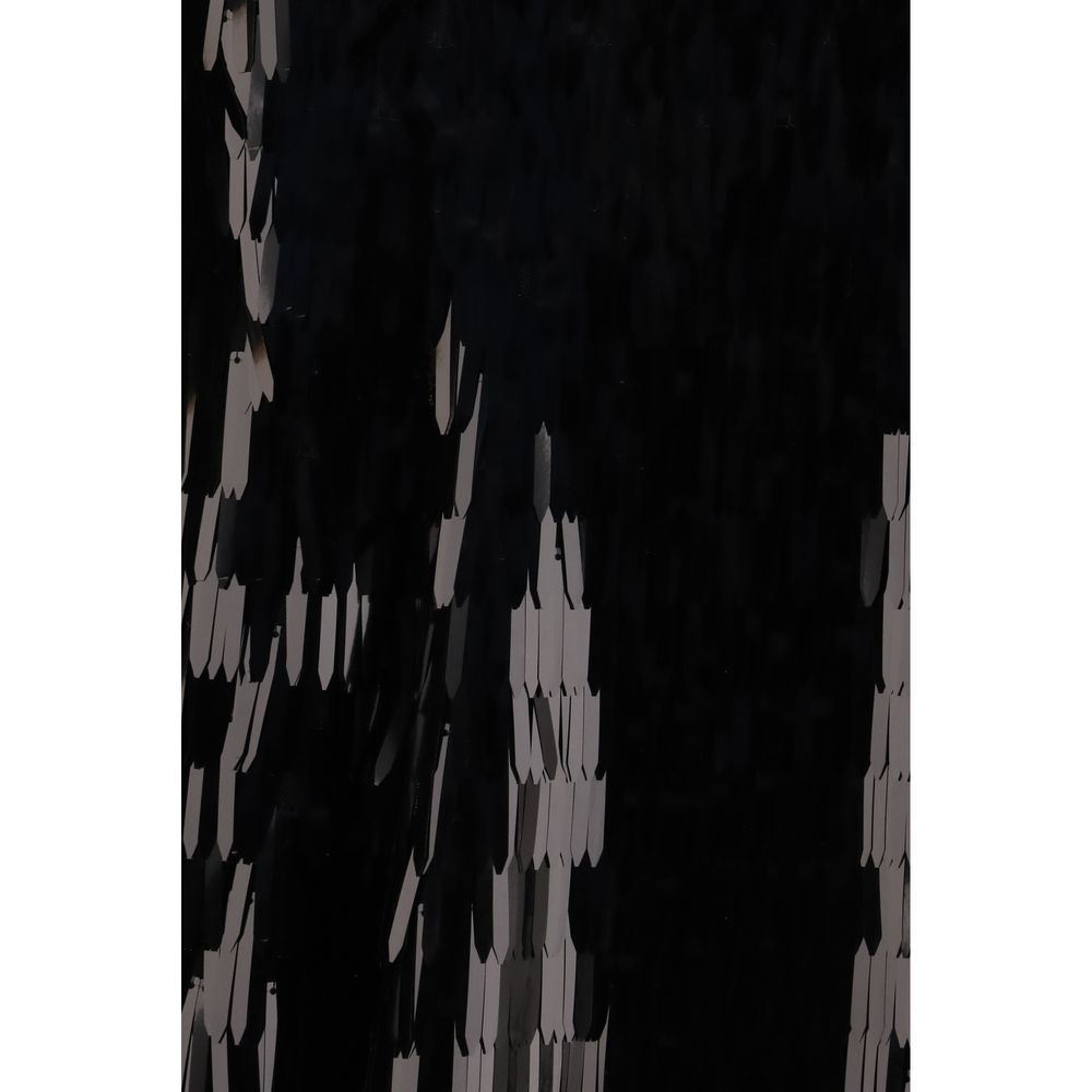 Self-Portrait Black Polyester Midi Skirt