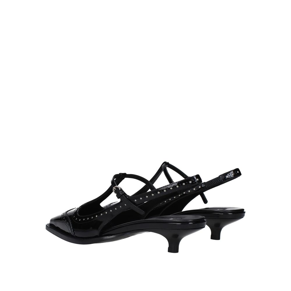 Miu Miu Black Calfskin Mid Heel Pumps