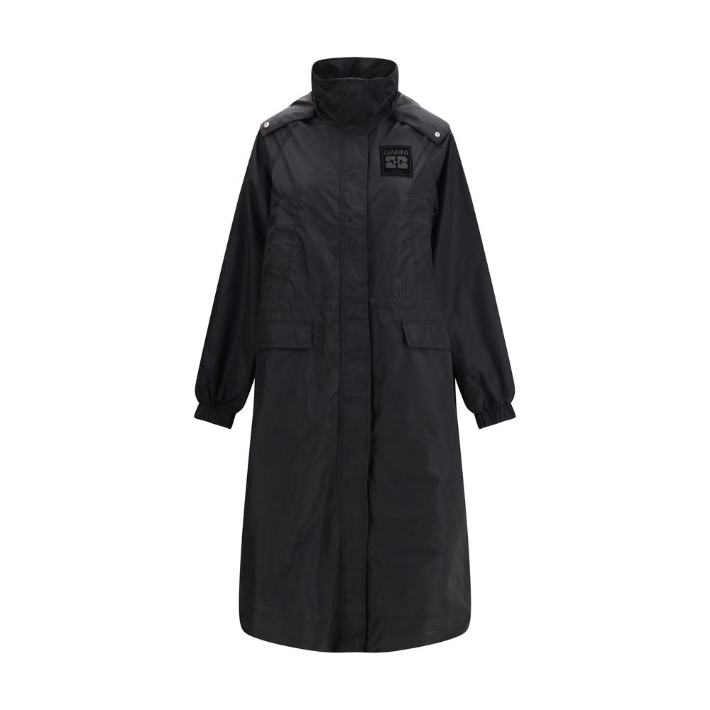 Ganni Black Nylon Coat