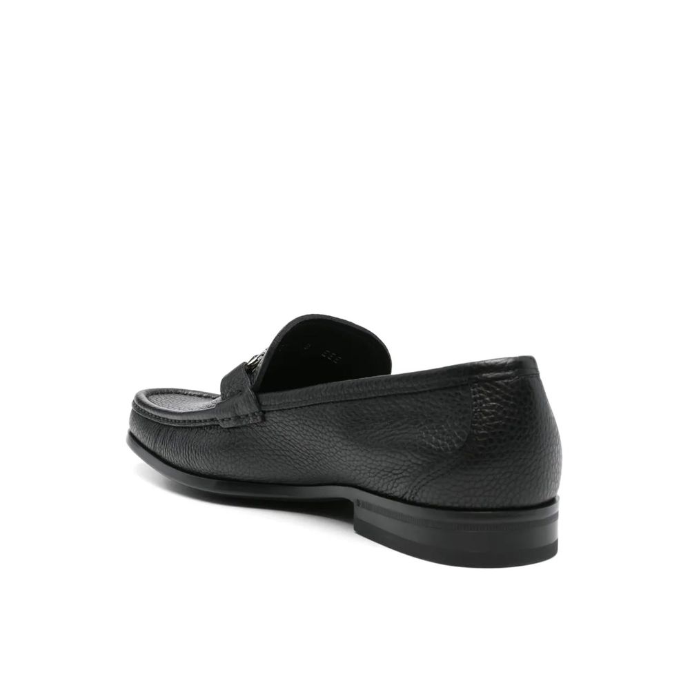 Salvatore Ferragamo Black Calfskin Slip-On Loafers