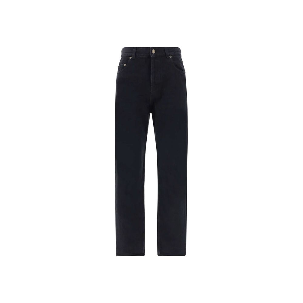 Saint Laurent Black Cotton Straight-Leg Jeans