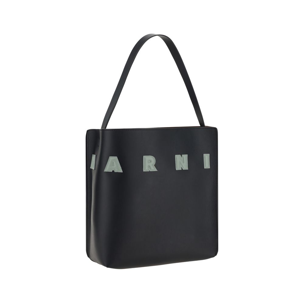 Marni Black Calf Leather Bos Taurus Shoulder Bag