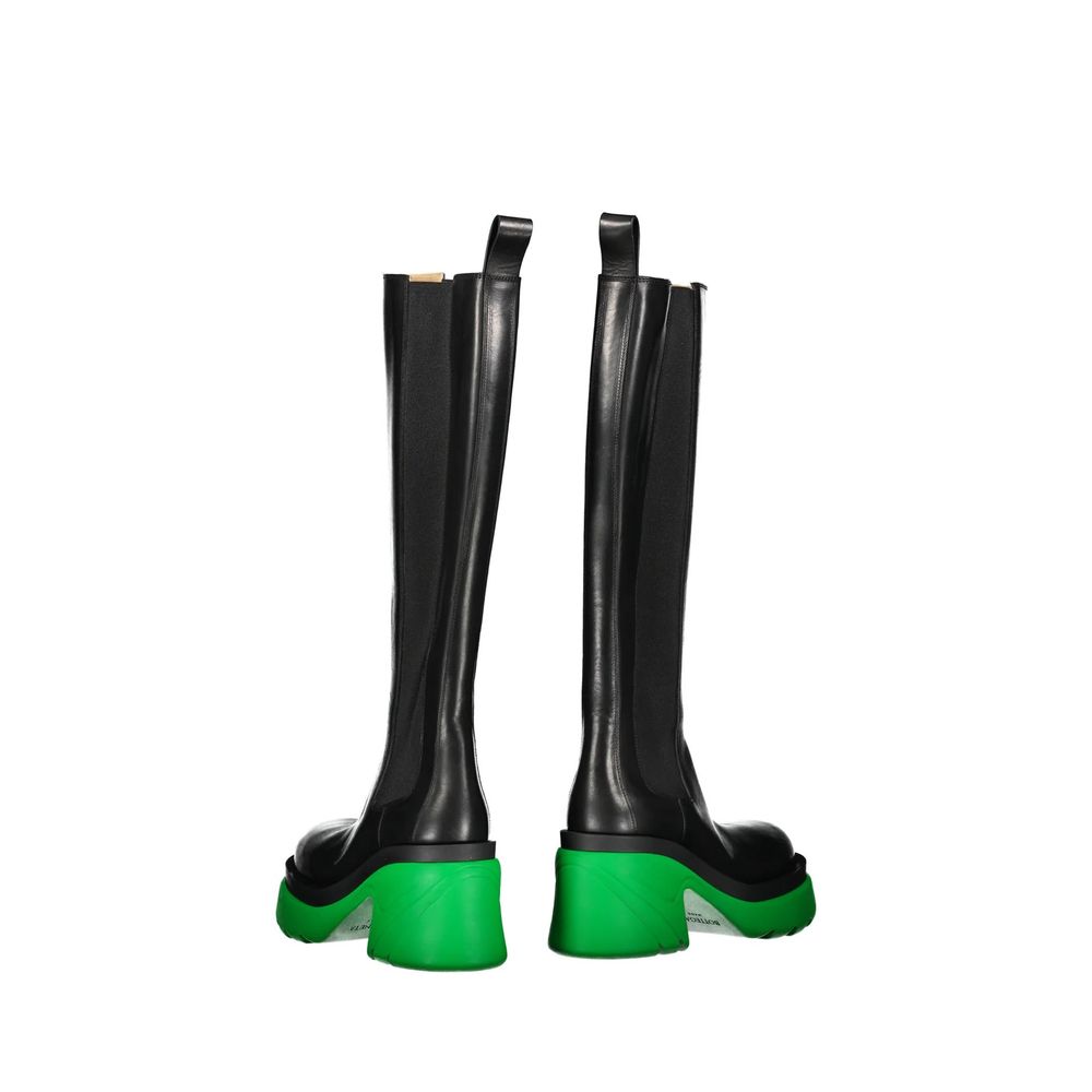 Bottega Veneta Black Leather Over The Knee