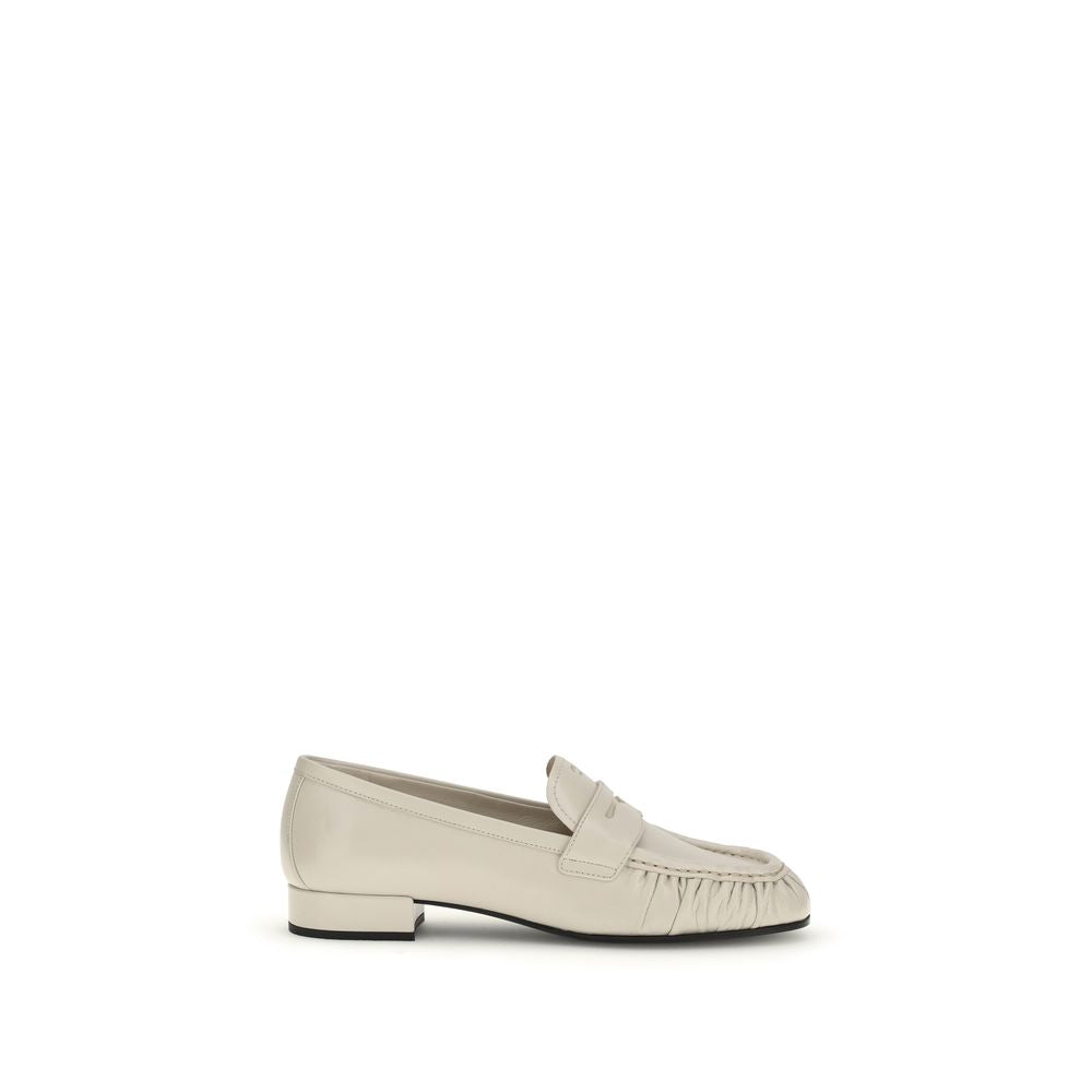 Prada Beige Calf Leather Bos Taurus Slip-On Loafers