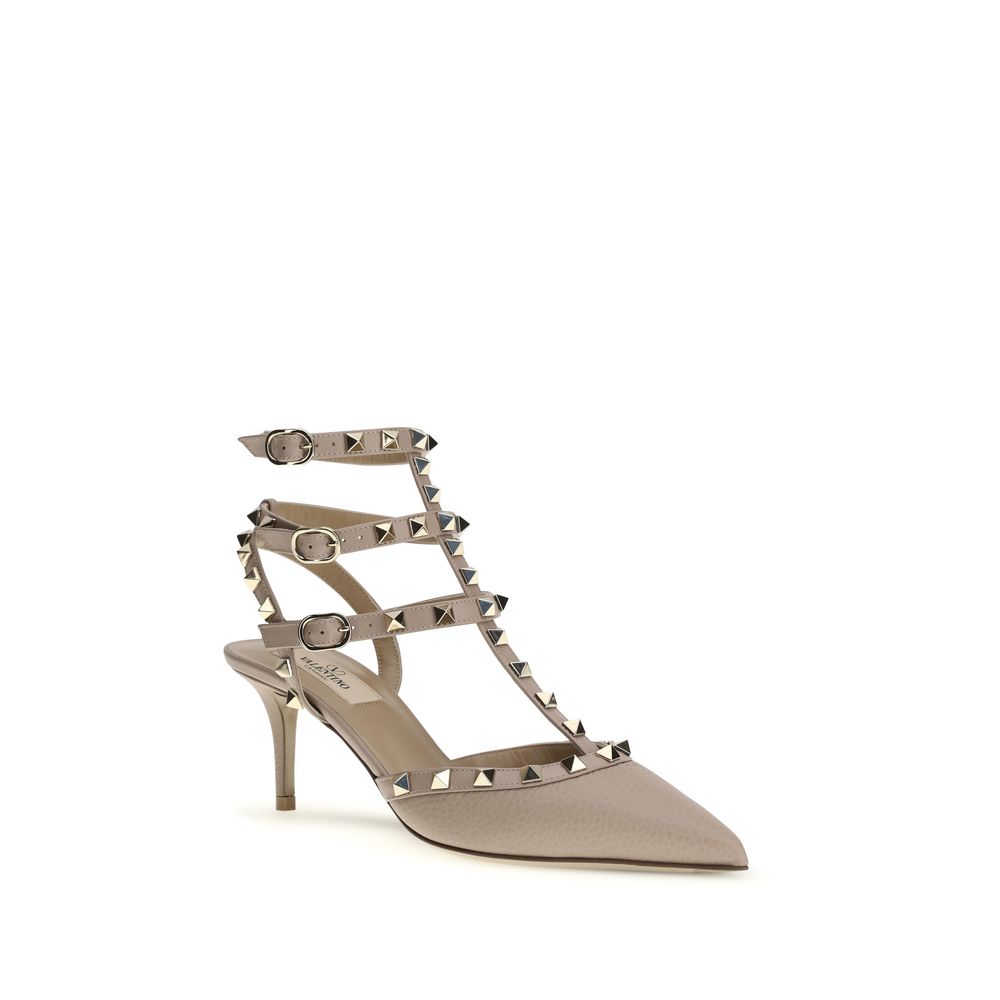 Valentino Garavani Gray Calf Leather Bos Taurus High Heel Pumps