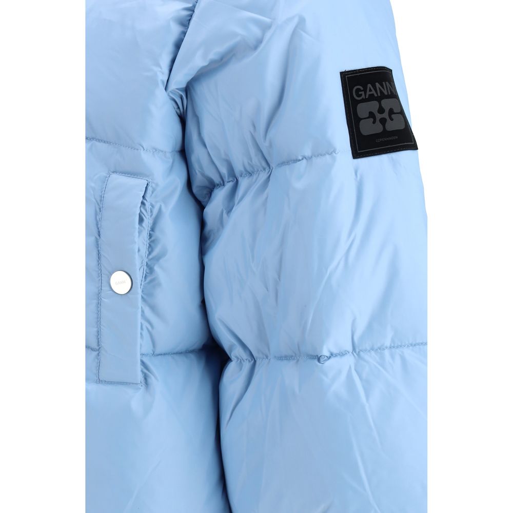 Ganni Blue Nylon Coat