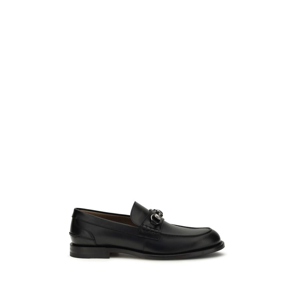 Gucci Black Calf Leather Bos Taurus Slip-On Loafers