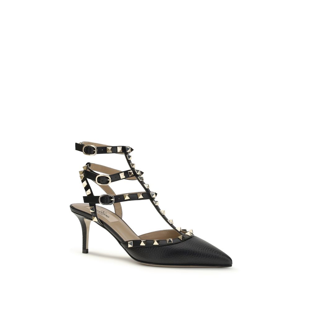 Valentino Garavani Black Calf Leather Bos Taurus High Heel Pumps