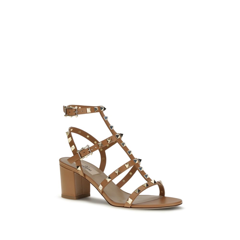 Valentino Garavani Beige Calf Leather Bos Taurus Strap-On Sandals