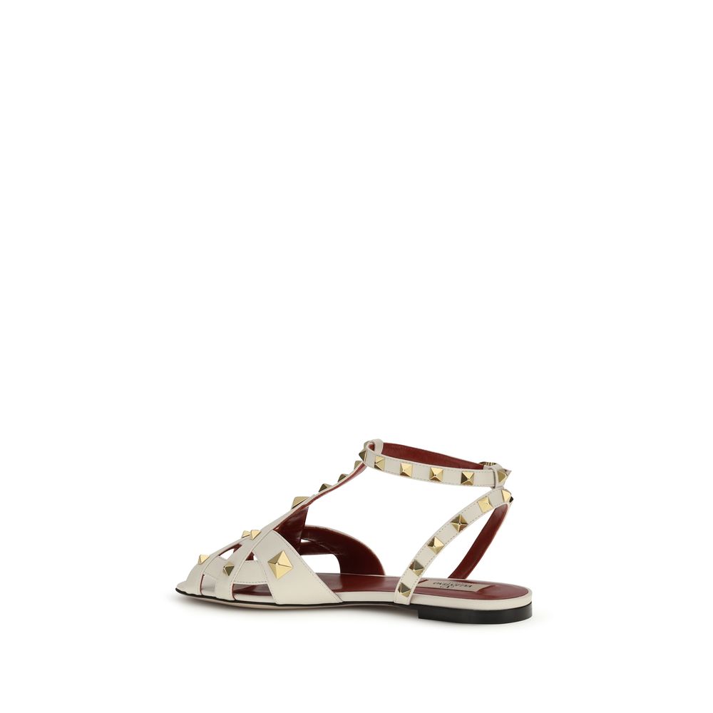 Valentino Garavani Beige Goatskin Flat Sandals