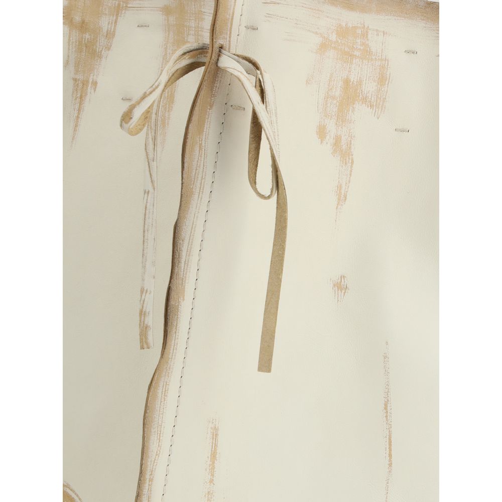 Prada White Calf Leather Bos Taurus Midi Skirt