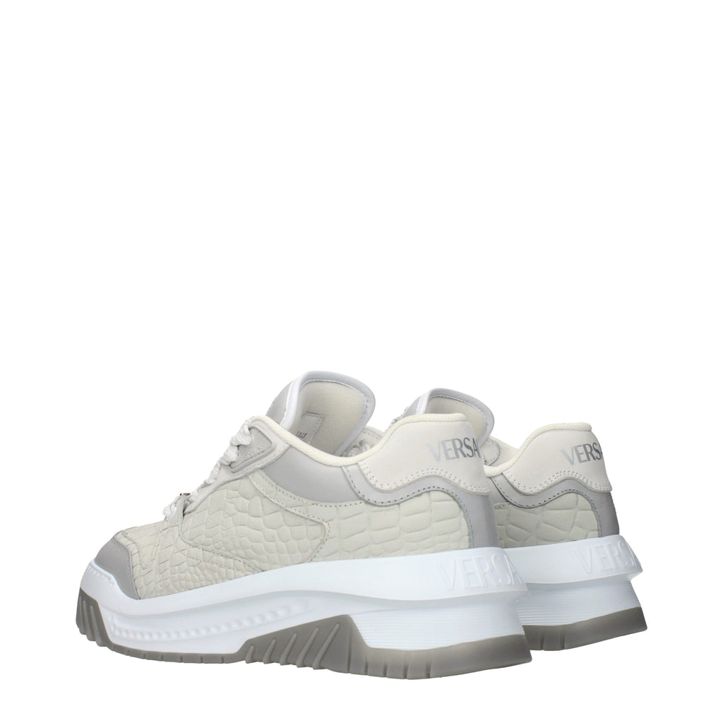 Versace Gray Leather Low Top Sneakers