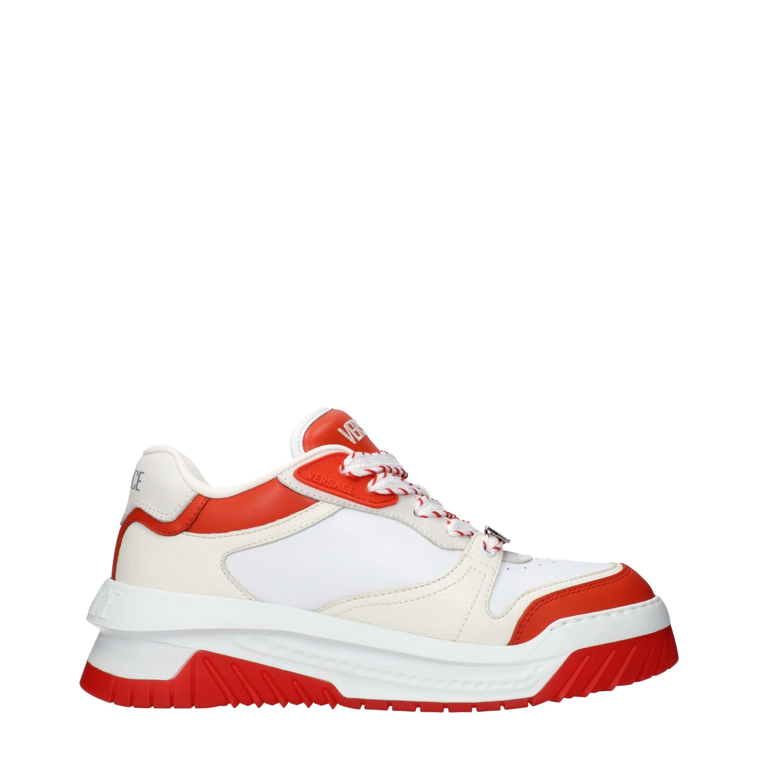 Versace White Leather Athletic Sneakers