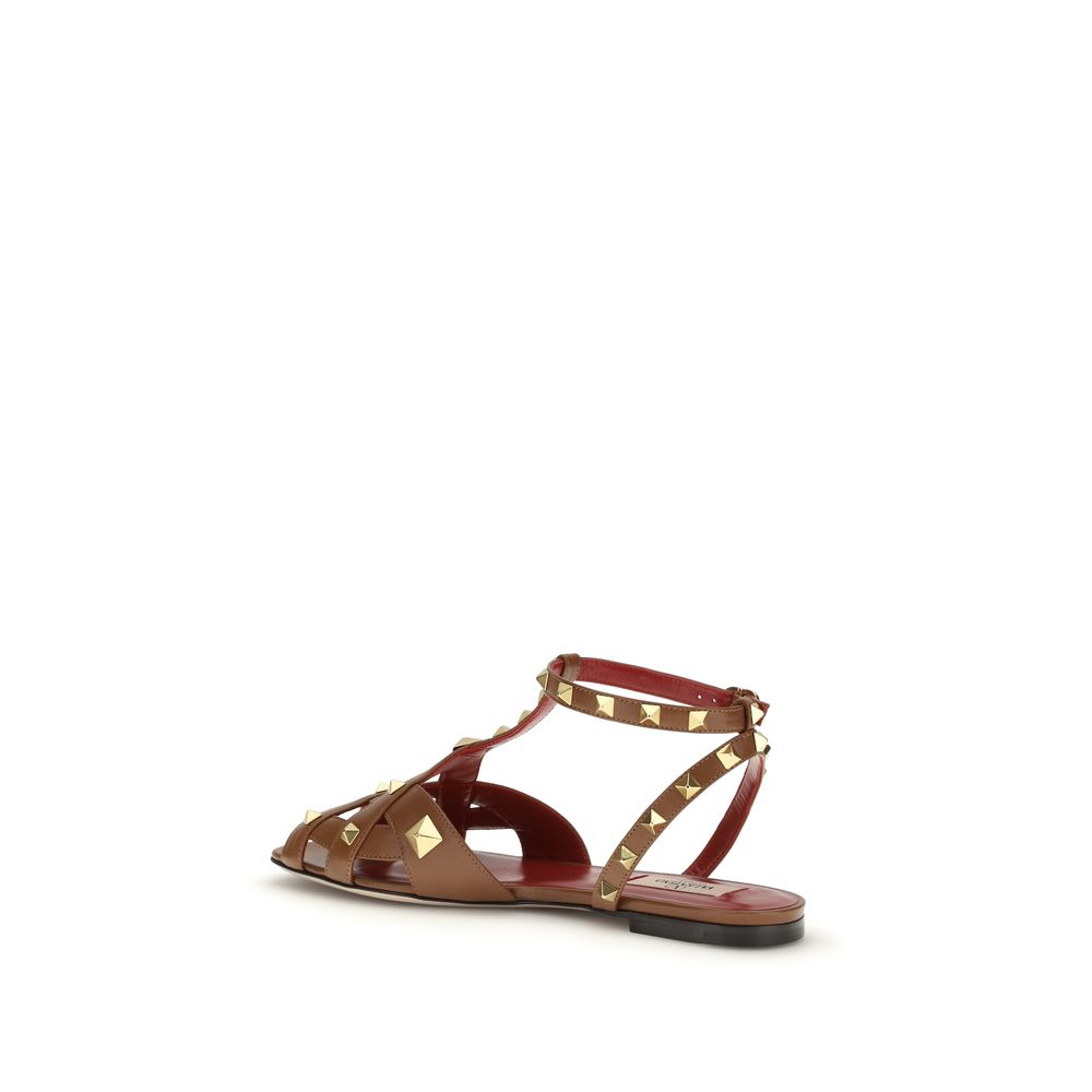 Valentino Garavani Brown Goatskin Strap-On Sandals
