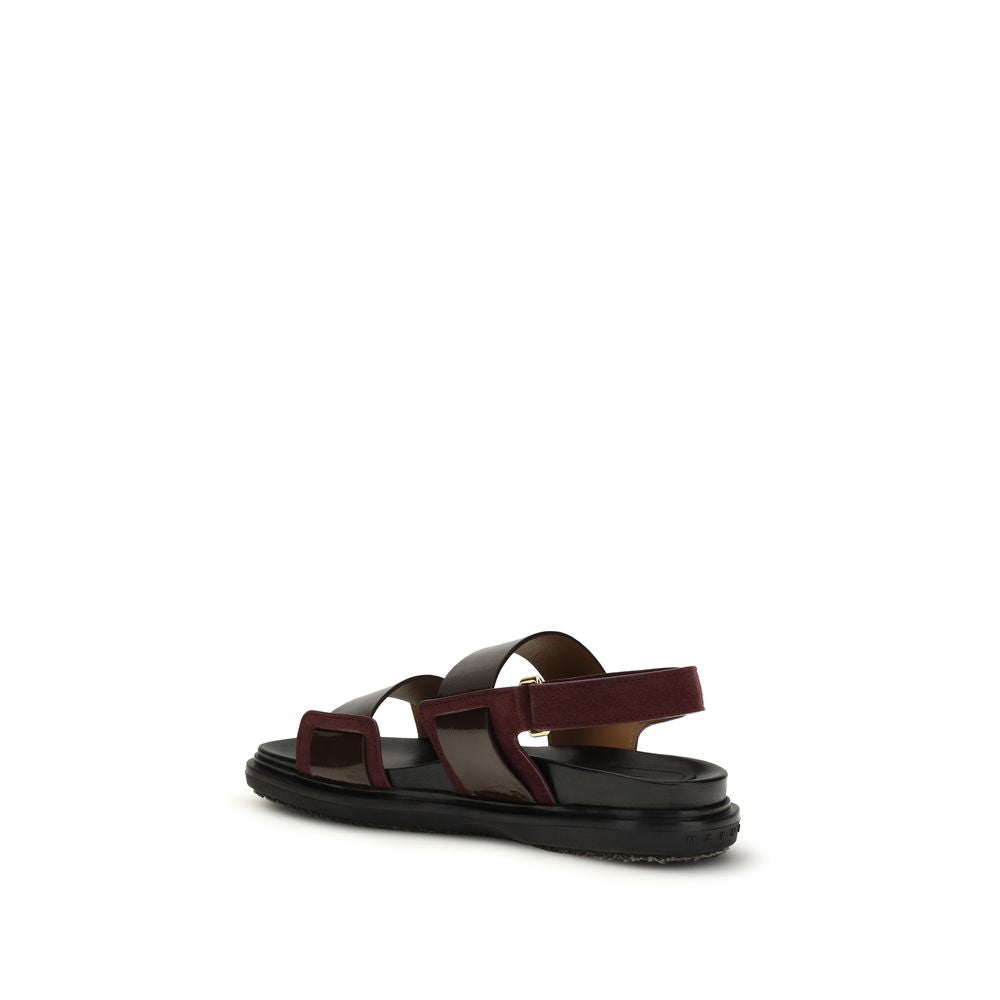 Marni Black Calf Leather Bos Taurus Strap-On Sandals