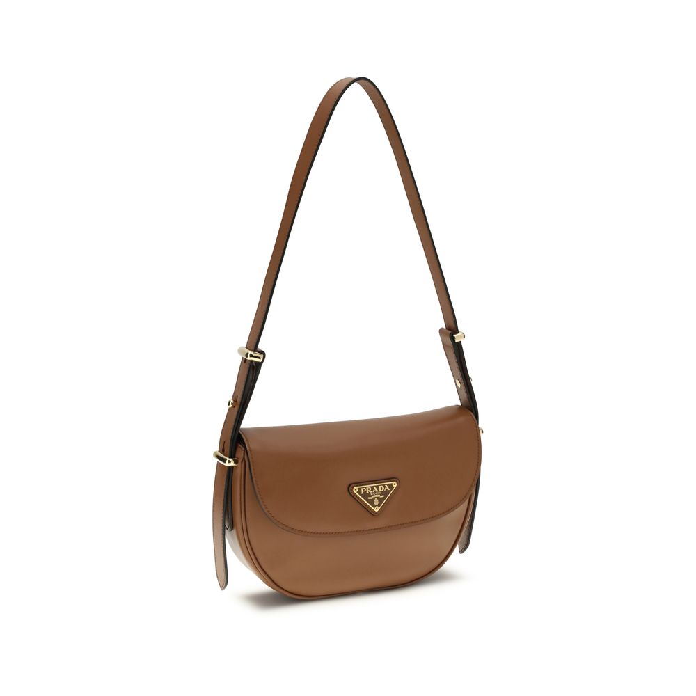 Prada Brown Calf Leather Bos Taurus Shoulder Bag