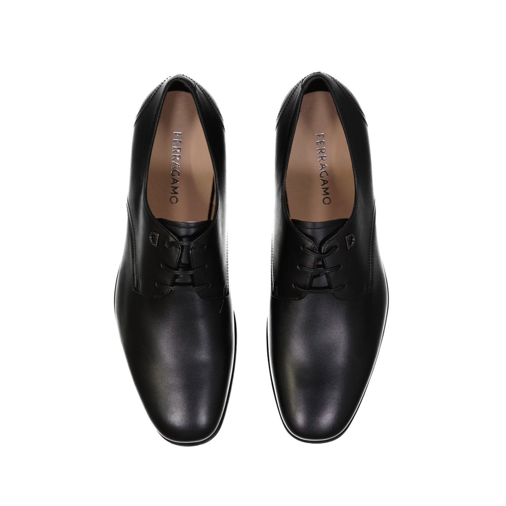 Salvatore Ferragamo Black Calfskin Oxfords And Derbies