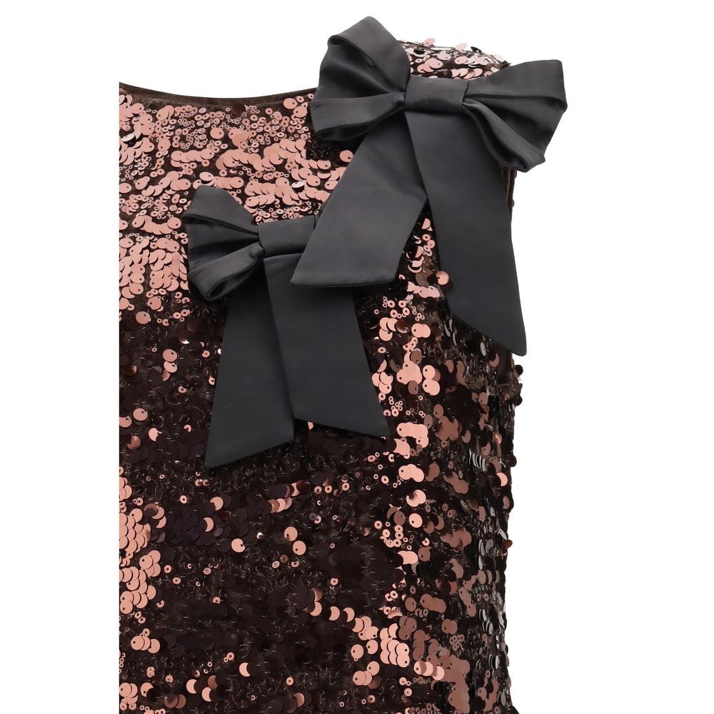 Ganni Brown Recycled Polyester Cocktail Dress