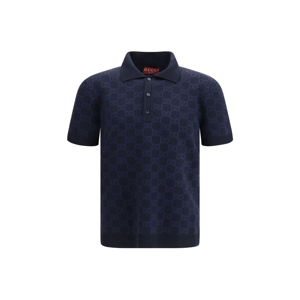 Gucci Blue Silk Polo Shirt