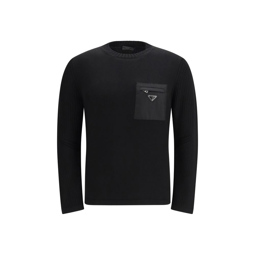 Prada Black Fleece Wool Sweatshirt