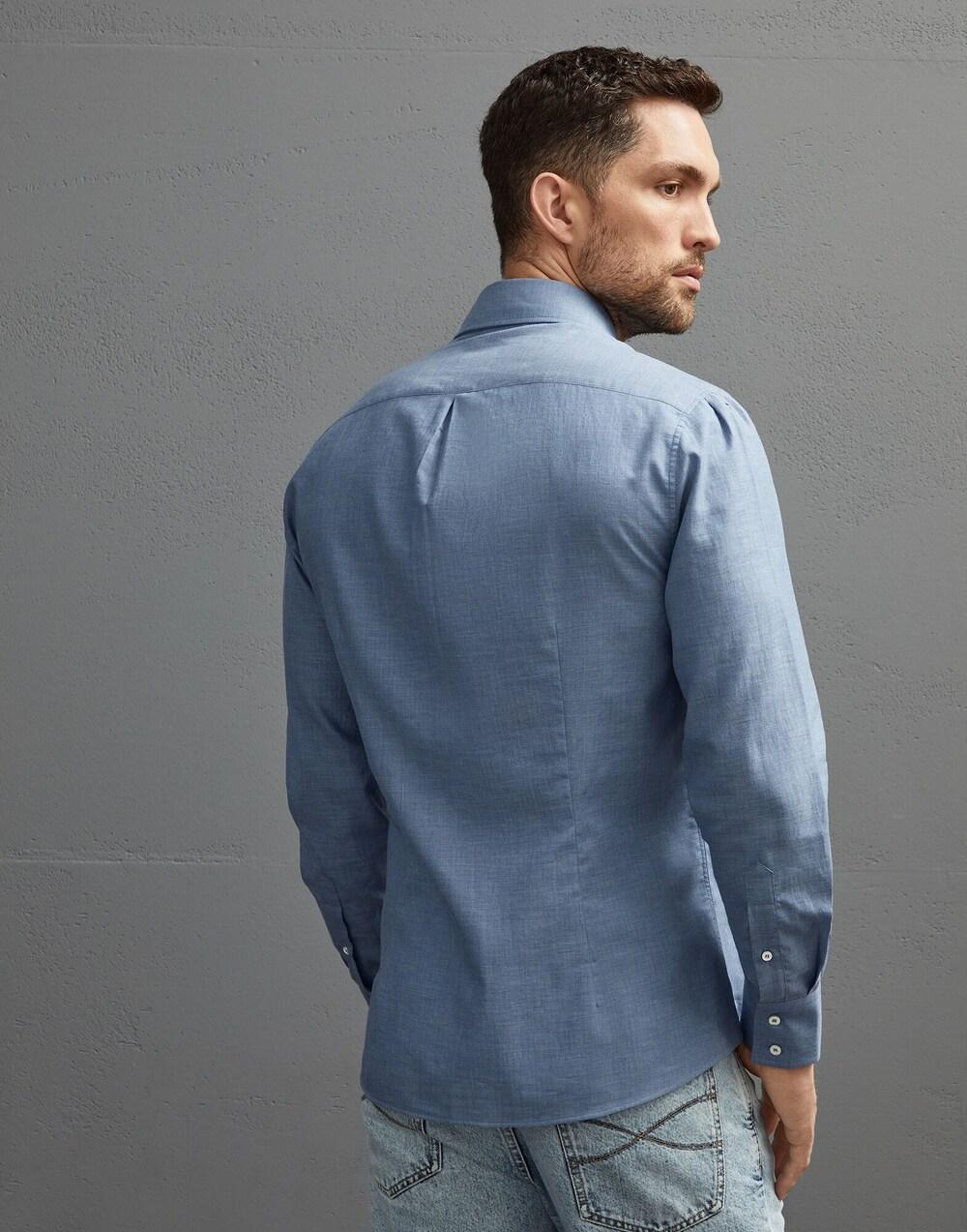 Brunello Cucinelli Blue Cotton Shirt