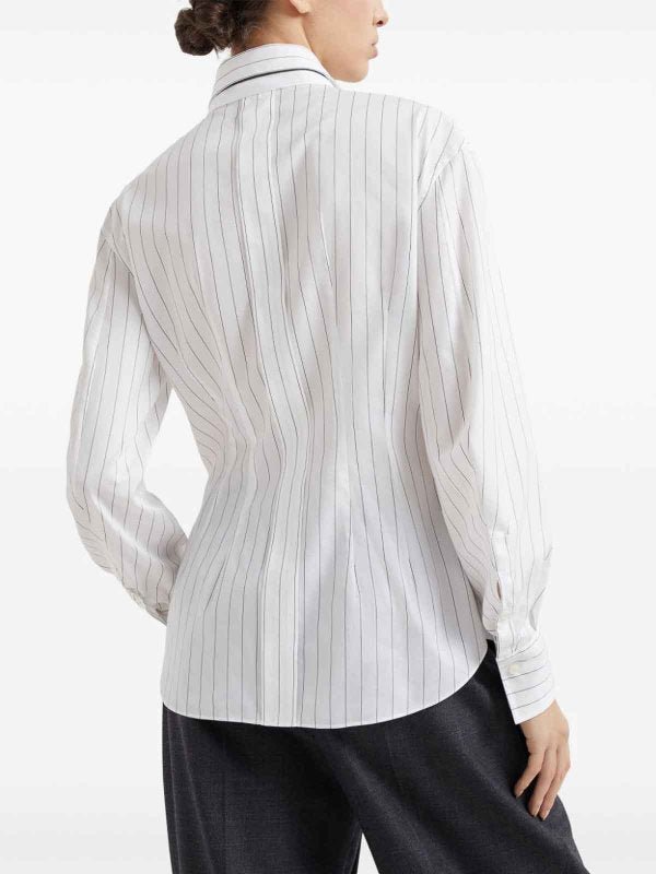 Brunello Cucinelli Bicolor Cotton Pattern Shirt