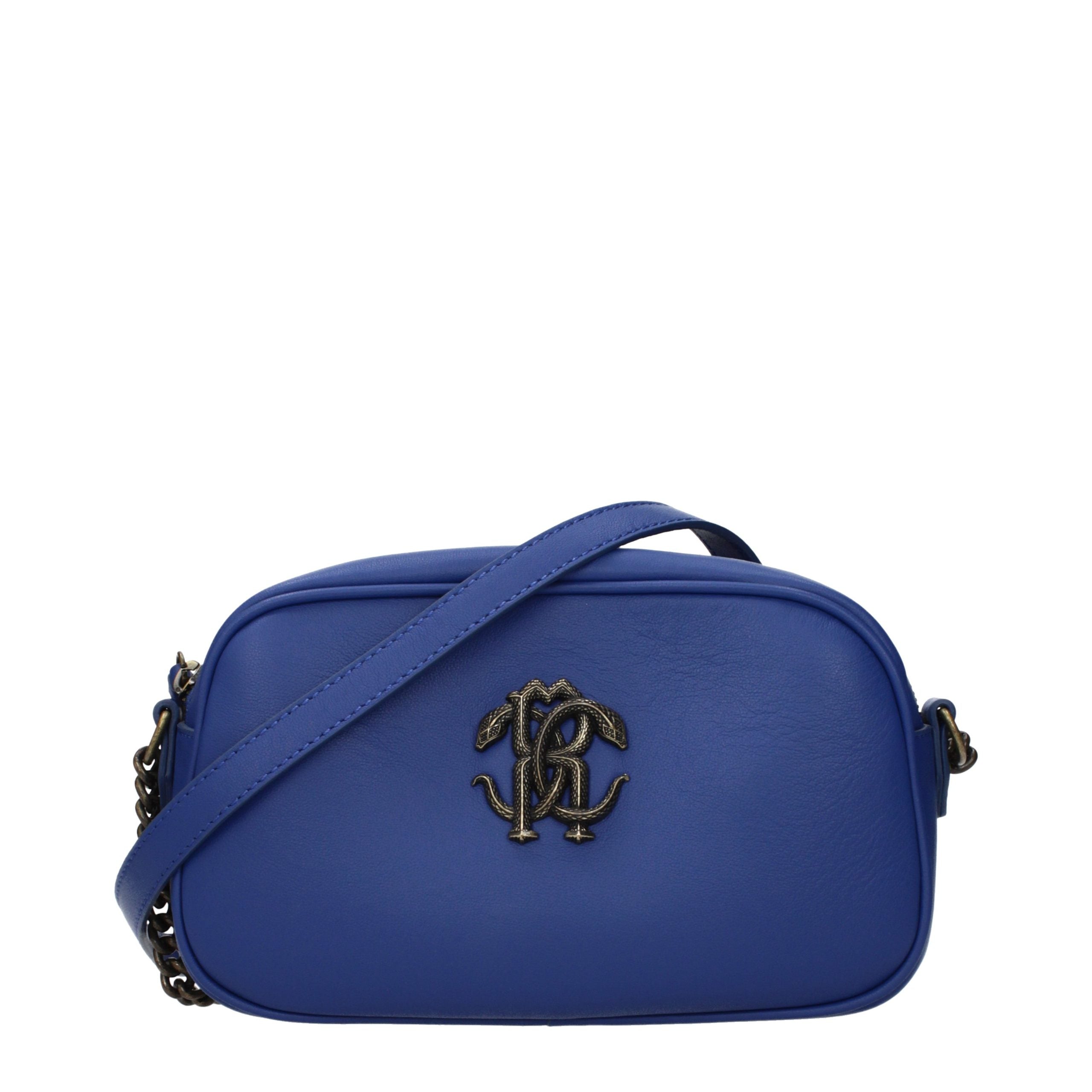 Roberto Cavalli Blue Leather Crossbody Bag