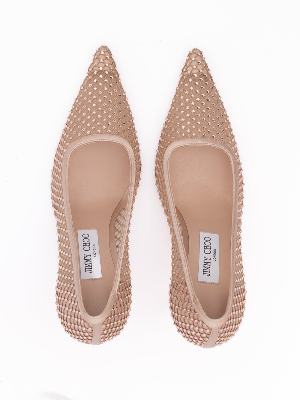 Jimmy Choo Powder Pink Mesh Satin Crystal Ixia 95 Pumps