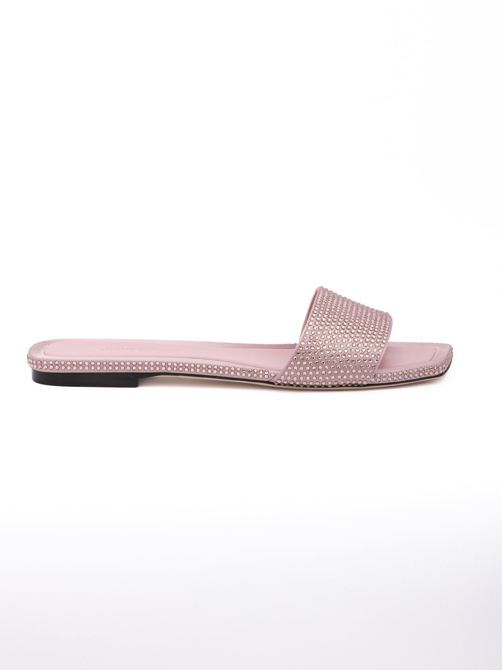 Jimmy Choo Pink Satin Crystal Clovis Flat
