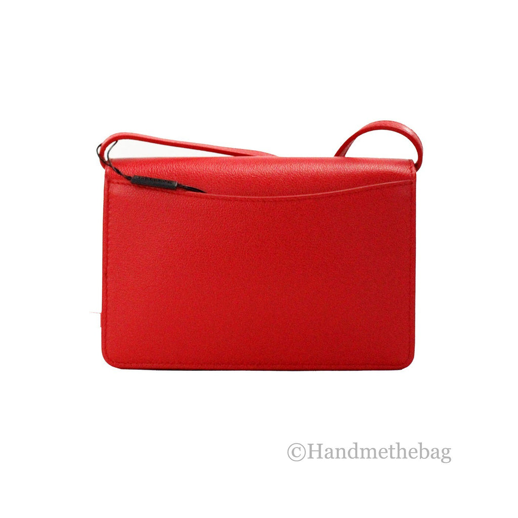 Burberry Hampshire Small Red Embossed Logo Smooth Leather Crossbody Bag