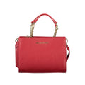Mario Valentino Rosso Polyurethane Women's Bag with Chain Handles and Strap