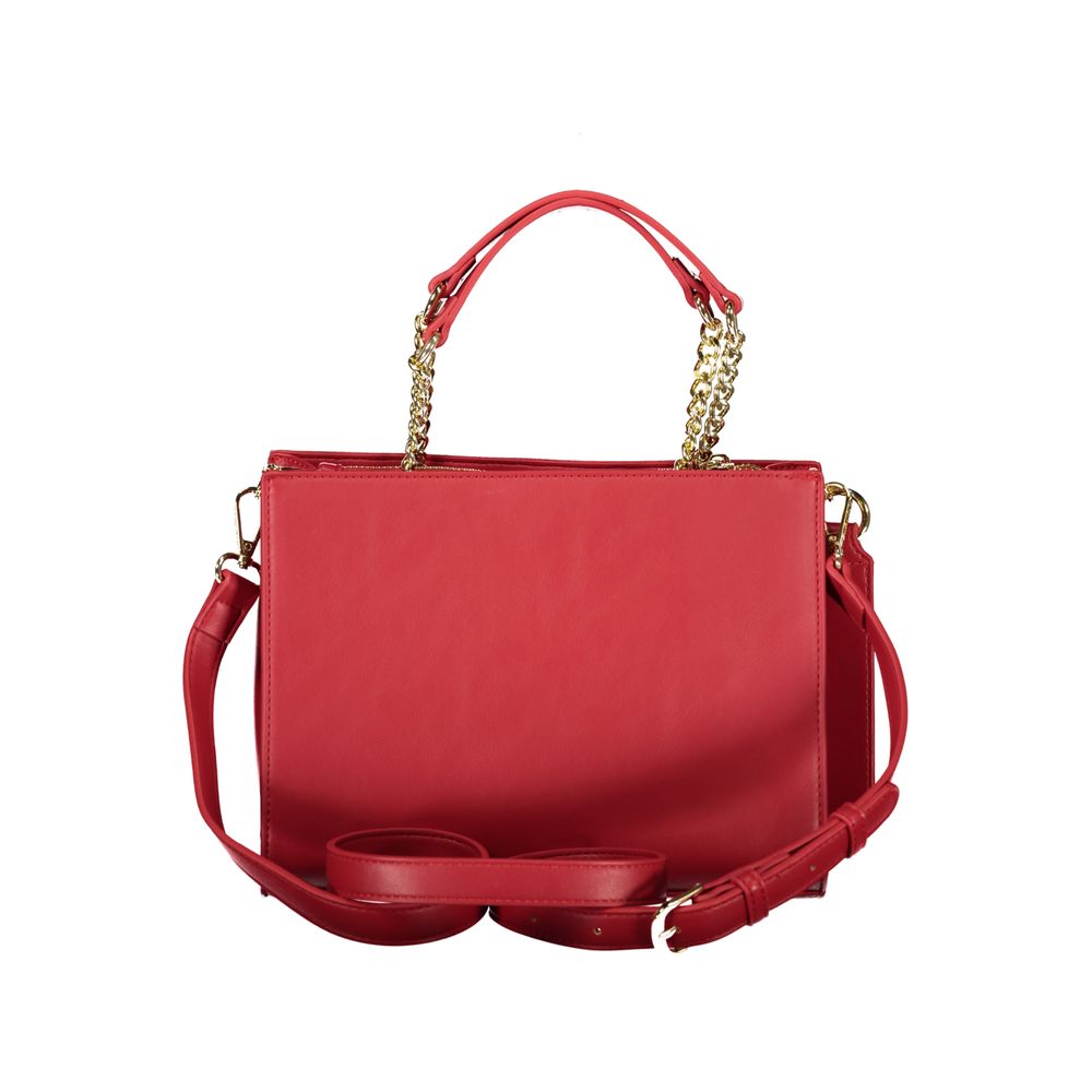 Mario Valentino Rosso Polyurethane Women's Bag with Chain Handles and Strap