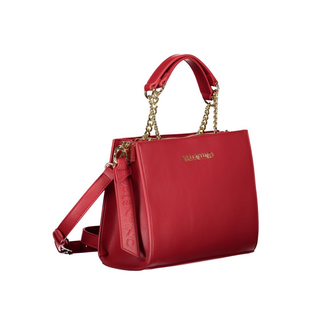 Mario Valentino Rosso Polyurethane Women's Bag with Chain Handles and Strap