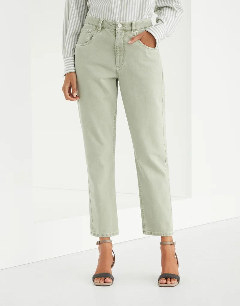 Brunello Cucinelli Green Cotton Straight-Leg Jeans