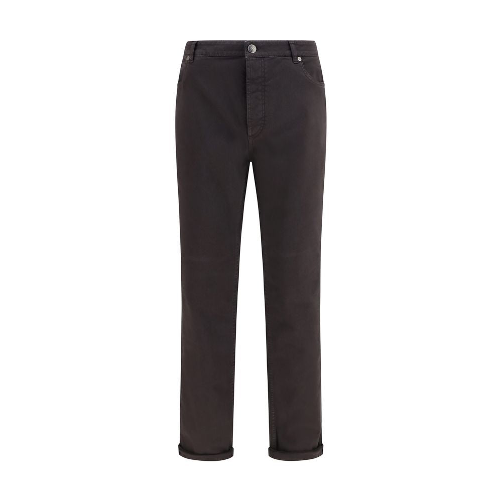 Brunello Cucinelli Brown Cotton Straight-Leg Jeans