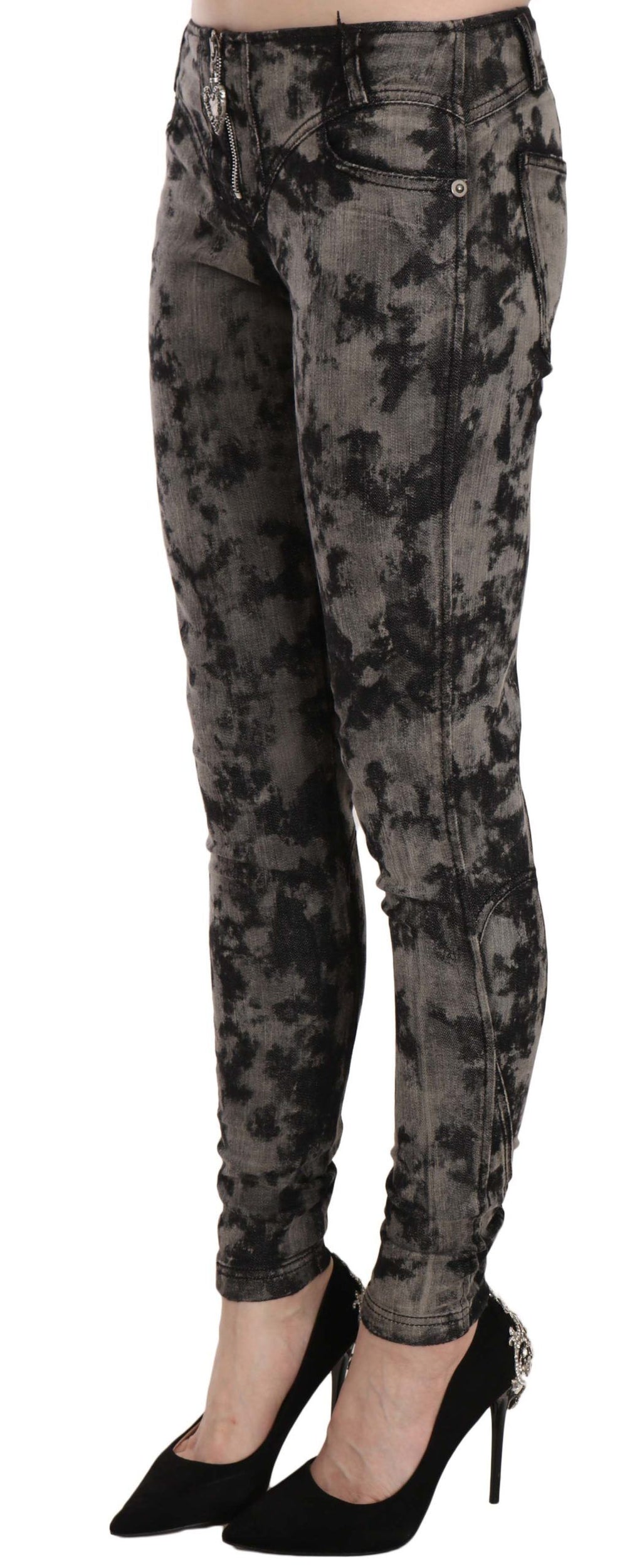 Jean skinny taille basse délavé noir et gris Just Cavalli