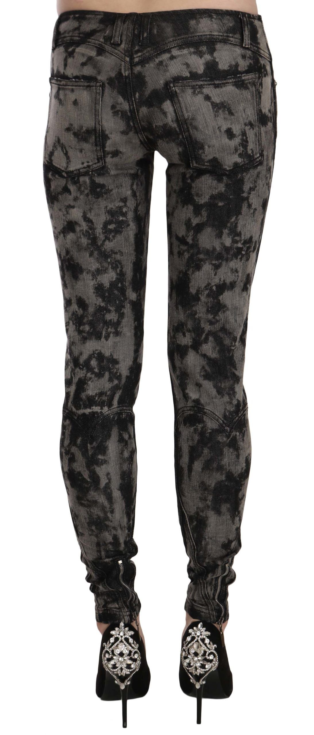 Jean skinny taille basse délavé noir et gris Just Cavalli