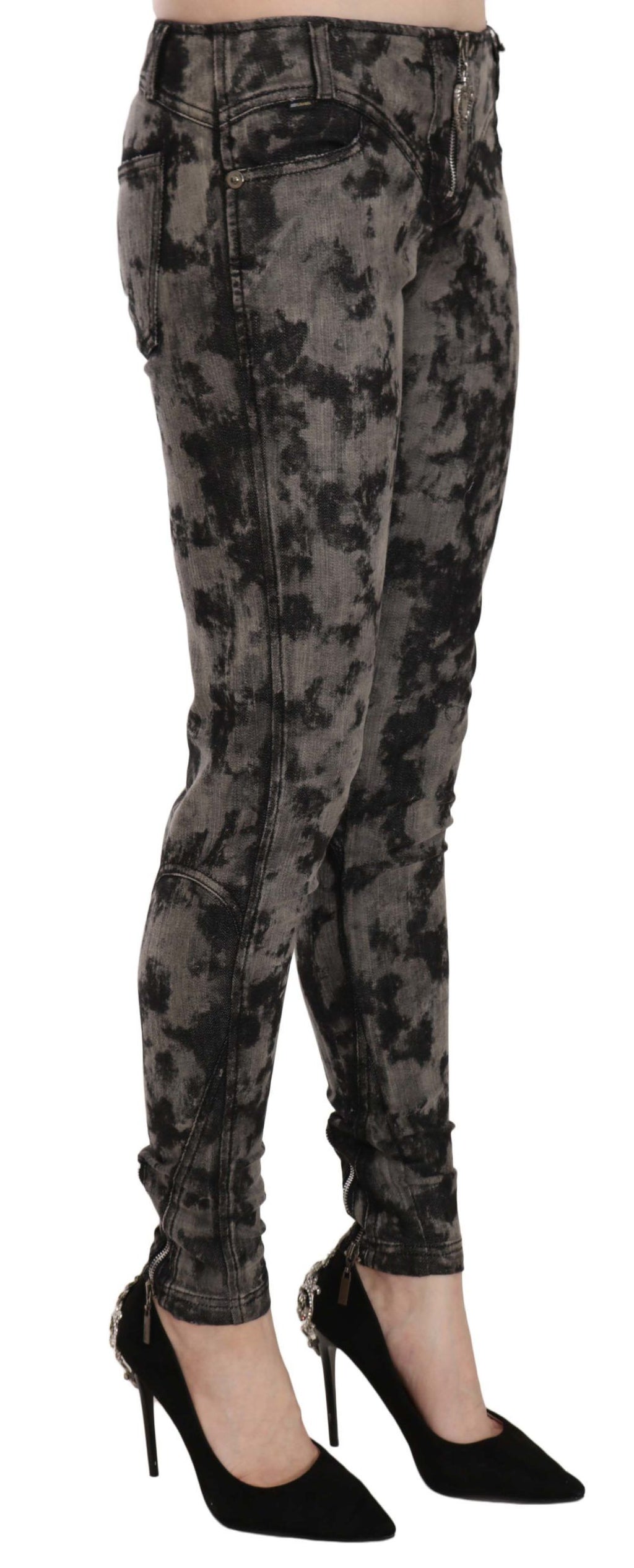 Jean skinny taille basse délavé noir et gris Just Cavalli